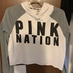 PINK crop top hoodie